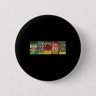 Macaron Rond 5 Cm Art de motif de truite Arc-en-ciel Brun Cutthroat 
