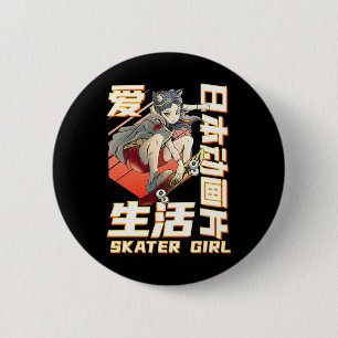 Macaron Rond 5 Cm Art de skate anime cool femmes filles skateboard