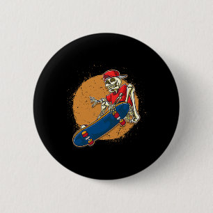 Macaron Rond 5 Cm Art de skateboard cool squelette skateboard kickfl