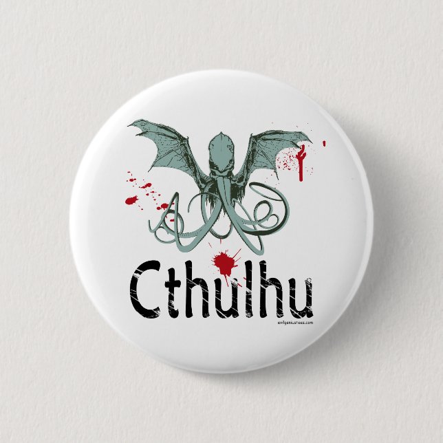 Macaron Rond 5 Cm Art de vecteur d'horreur de Cthulhu (Devant)