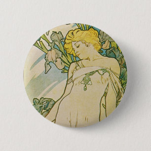 Macaron Rond 5 Cm Art déco d'Alphonse Mucha
