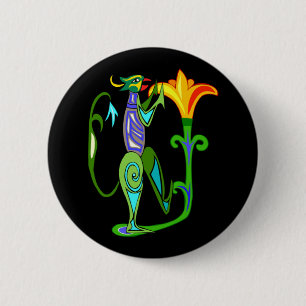 Macaron Rond 5 Cm Art Déco Égyptien Avec Bouton Fleur Lotus