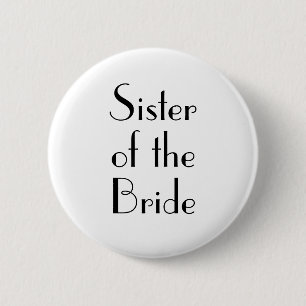 Macaron Rond 5 Cm Art Deco Sister of the Bride Wedding Button