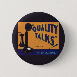 Macaron Rond 5 Cm Art d'étiquette de caisse de fruits vintage, télép