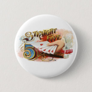 Macaron Rond 5 Cm Art d'étiquette de cigare vintage Straight Flush a