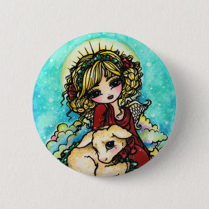 Macaron Rond 5 Cm Art d'imaginaire de neige d'agneau d'ange de neige