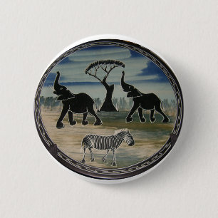 Macaron Rond 5 Cm Art Eléphant Africain