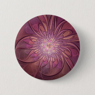 Macaron Rond 5 Cm Art floral fractal moderne abstrait couleurs de ba