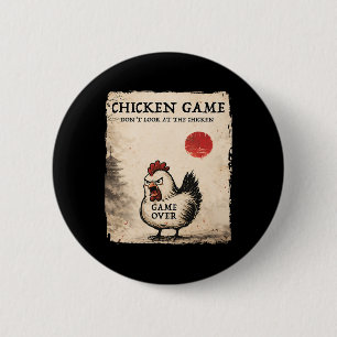 Macaron Rond 5 Cm Art japonais amusant Jeu de poulet Graphique Homme