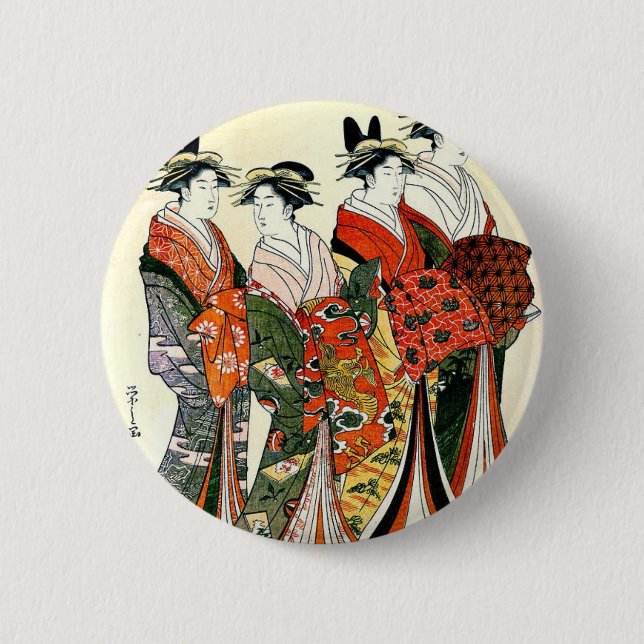 MACARON ROND 5 CM ART JAPONAIS DE CRU DE GEISHA (Devant)