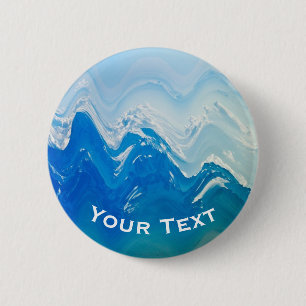 Macaron Rond 5 Cm Art moderne Abstrait Blue Ocean Personnalisé