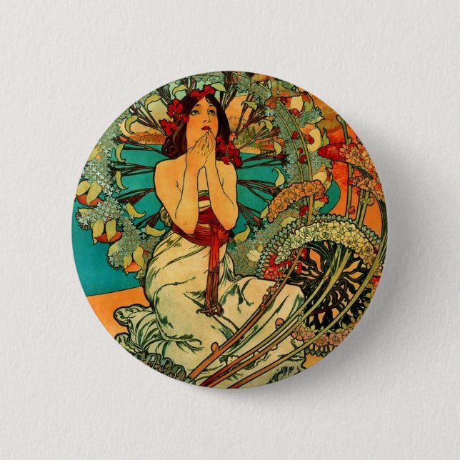 Macaron Rond 5 Cm Art Nouveau du Monaco Monte Carlo (Devant)