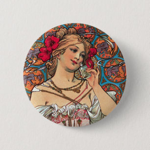 Macaron Rond 5 Cm Art Nouveau - Mucha - annonce de parfum