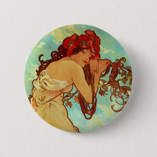 Macaron Rond 5 Cm Art Nouveau - Mucha - été
