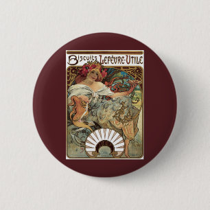 Macaron Rond 5 Cm Art nouveau victorien vintage par Alphonse Mucha