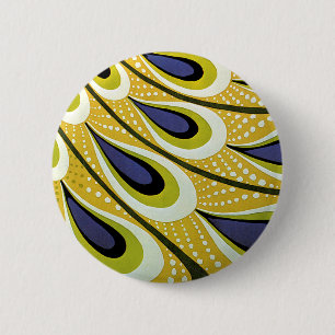 Macaron Rond 5 Cm Art nouveau vintage, plume de paon de Macmillan