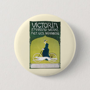 Macaron Rond 5 Cm Art Nouveau vintage, Victoria Fahrrad Werke, Rehm