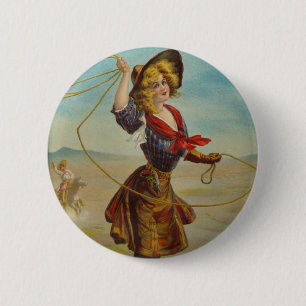 Macaron Rond 5 Cm Art occidental d'illustration de cowboy de