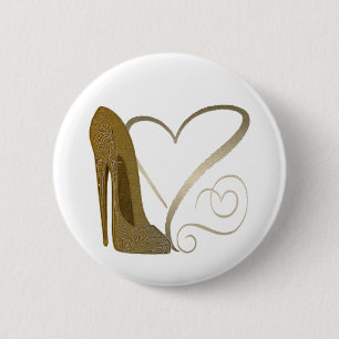 Macaron Rond 5 Cm Art stylet vintage et coeurs de chaussure d'amour