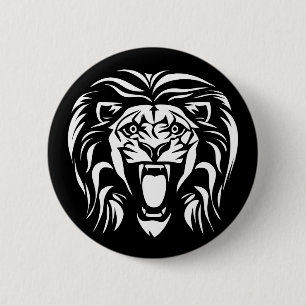 Macaron Rond 5 Cm Art tribal Lion rugissant