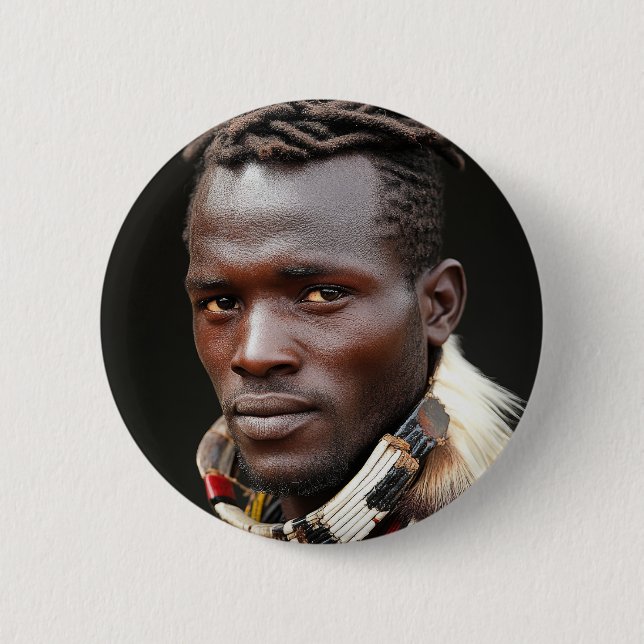 Macaron Rond 5 Cm Art tribal pour un homme africain (Devant)