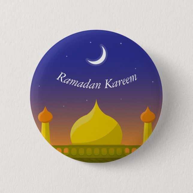 Macaron Rond 5 Cm Art typographique du croissant islamique Ramadan K (Devant)
