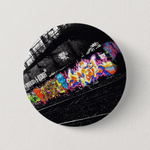 Macaron Rond 5 Cm art urbain de rue de graffiti noir et blanc avec