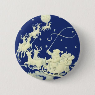 Macaron Rond 5 Cm Art vintage de carte postale de Noël du père no