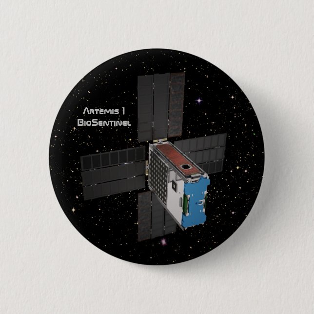Macaron Rond 5 Cm Artemis BioSentinel CubeSat (Devant)