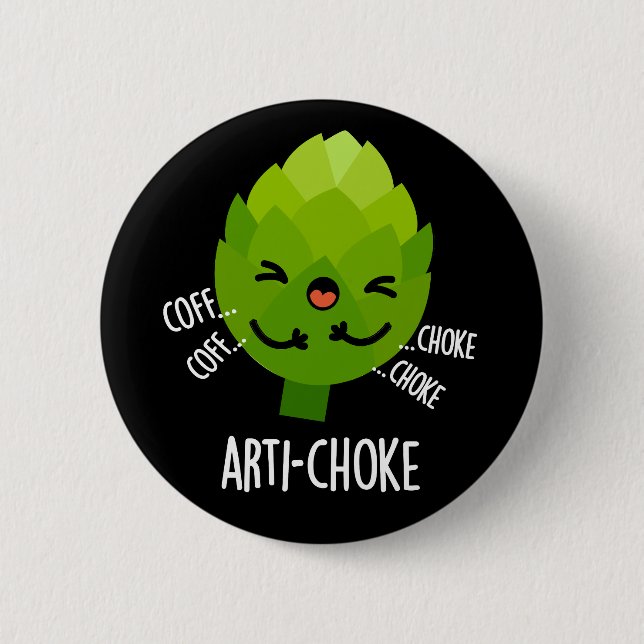 Macaron Rond 5 Cm Arti-choke Funny Veggie Artichoke Pun Dark BG (Devant)