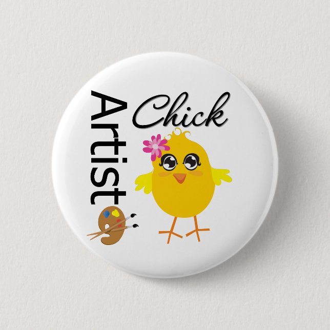 Macaron Rond 5 Cm Artiste Chick (Devant)