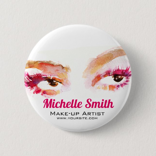 Macaron Rond 5 Cm Artiste de maquillage oculaire rose Brown (Devant)