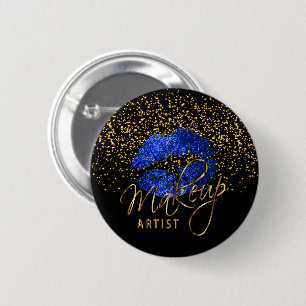 Macaron Rond 5 Cm Artiste de maquillage professionnel - Lèvres bleue