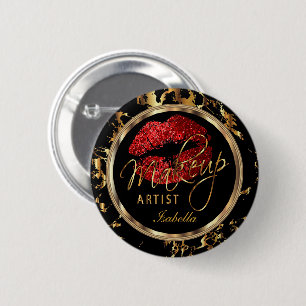 Macaron Rond 5 Cm Artiste de maquillage professionnel - Rouge, Noir 