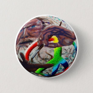 Macaron Rond 5 Cm Artiste de paix sur la sphère