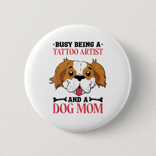 Macaron Rond 5 Cm Artiste De Tatouage Amoureux des chiens Et Amoureu