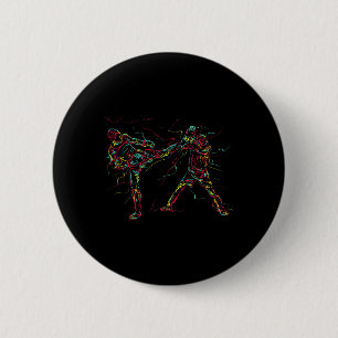 Macaron Rond 5 Cm Artiste martial d'art abstrait Karaté