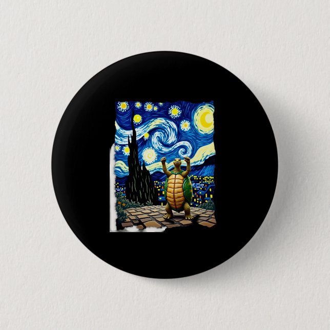Macaron Rond 5 Cm Artistic Turtle Shirt  Starry Night Turtle (1) (Devant)