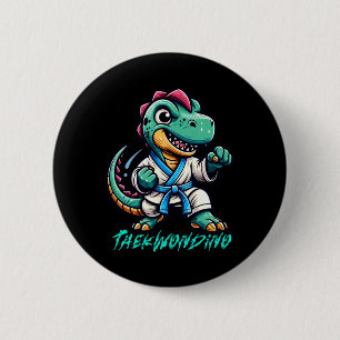 Macaron Rond 5 Cm Arts Martiaux Drôles Karaté Taekwondo Dino Animal 