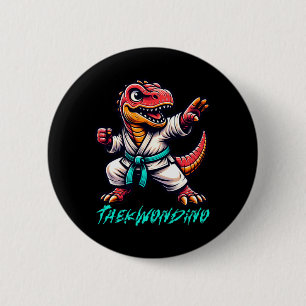 Macaron Rond 5 Cm Arts Martiaux Drôles Karaté Taekwondo Dino Animal 