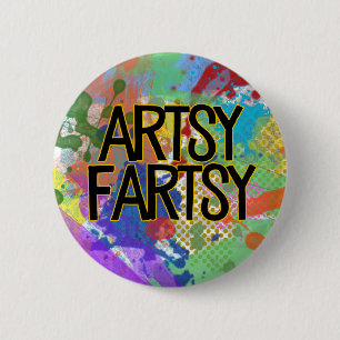 Macaron Rond 5 Cm Artsy Fartsy   Bouton d'artiste créatif coloré