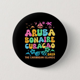 Macaron Rond 5 Cm Aruba Bonaire Curacao 2025 Île Caraibes Trave
