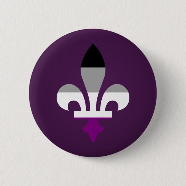 Macaron Rond 5 Cm Asexuality pride fleur-de-lis Button (Devant)