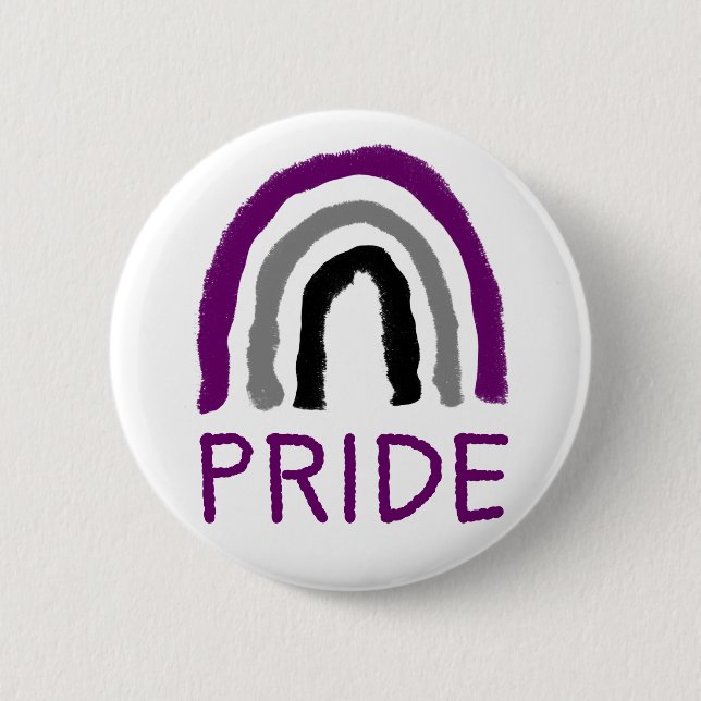 Macaron Rond 5 Cm Asexuel Ace Pride peint Crayon arc-en-ciel (Devant)