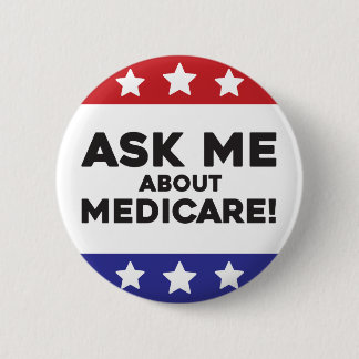 Macaron Rond 5 Cm Ask Me About Medicare Button- Conversation Starter