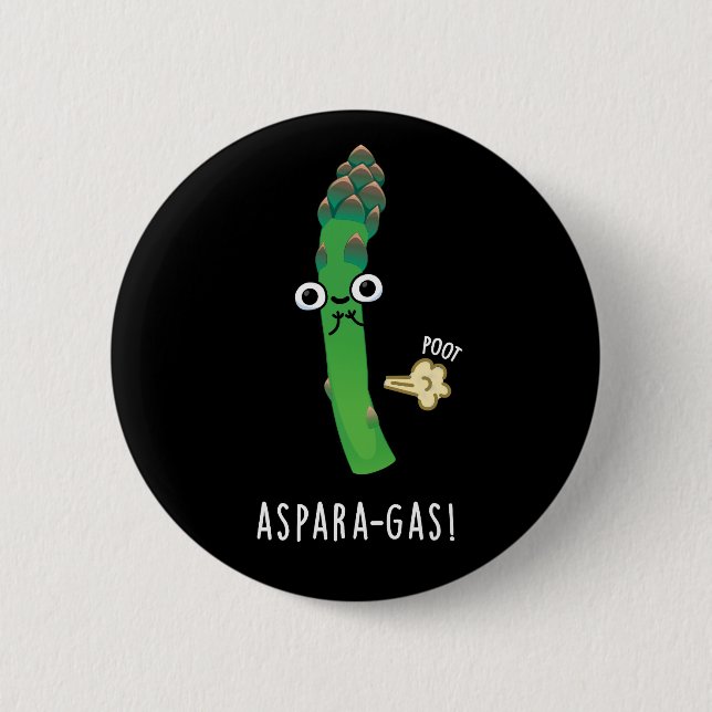 Macaron Rond 5 Cm Aspara-gaz amusant Asparagus Veggie Pun Dark BG (Devant)