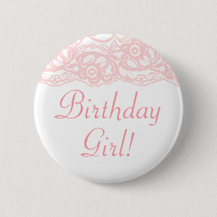 Macaron Rond 5 Cm Assez dans la fille rose d'anniversaire ! Bouton