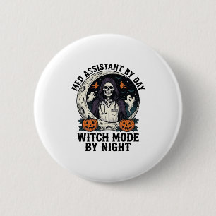 Macaron Rond 5 Cm Assistant médical Sorcière d'Halloween Gravure Vin