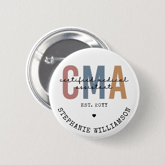 Macaron Rond 5 Cm Assistant Médicale certifié CMA personnalisé (Devant & derrière)