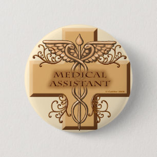 Macaron Rond 5 Cm Assistant Médicale épingle Caduceus